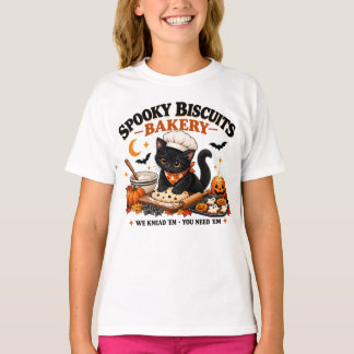 T-shirt Pâtisserie Effrayante Chat Noir, Biscuit Fantôme d