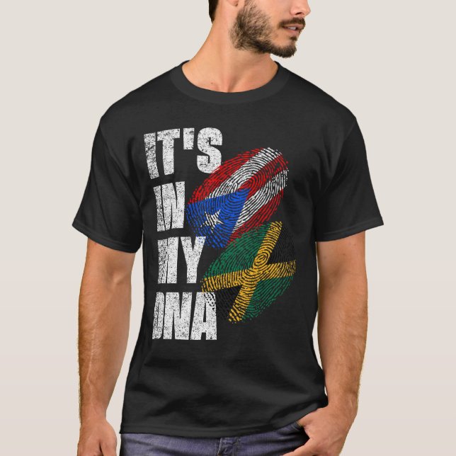 T-shirt Patrimoine ADN du drapeau jamaïcain et portoricain (Devant)