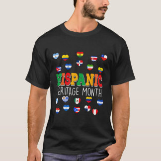 T-shirt Patrimoine Hispanique National Mois Coeurs Nombre 