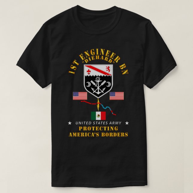 T-shirt Patriot fidèle 1er ingénieur Bn Protecteur Boder (Design devant)