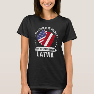 T-shirt Patriote Américain Drapeau Lettonie Racine América
