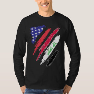T-shirt Patriote Américain Irakien Cœur Cultivé Drapeau Ra