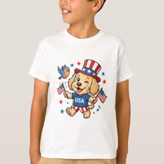 T-shirt Patriote Chiots USA Fête de l'Indépendance