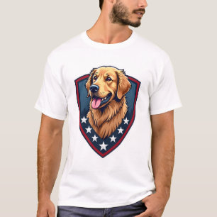 T-Shirt Patriote Crête de Bouclier Golden Retrieve