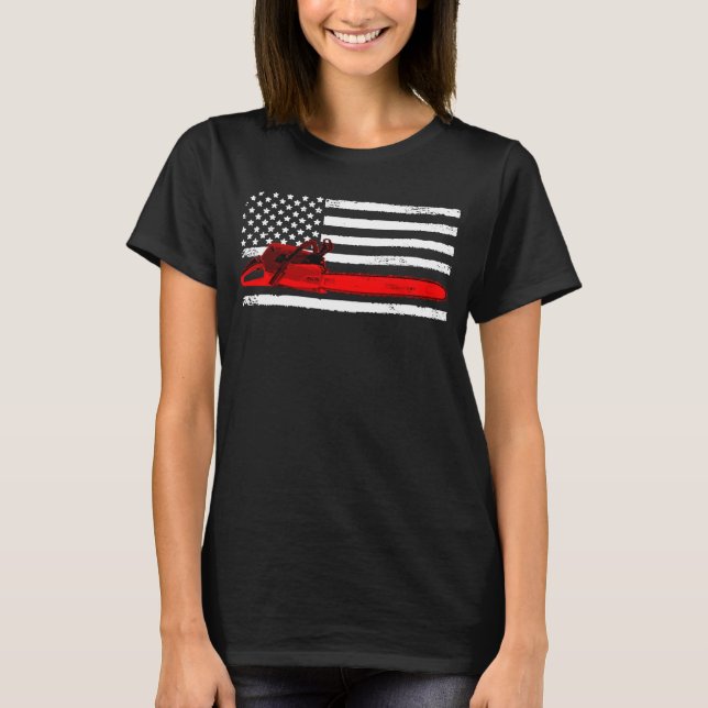 T-shirt Patriotic American Flag Logger Men Womens Kids Log (Devant)