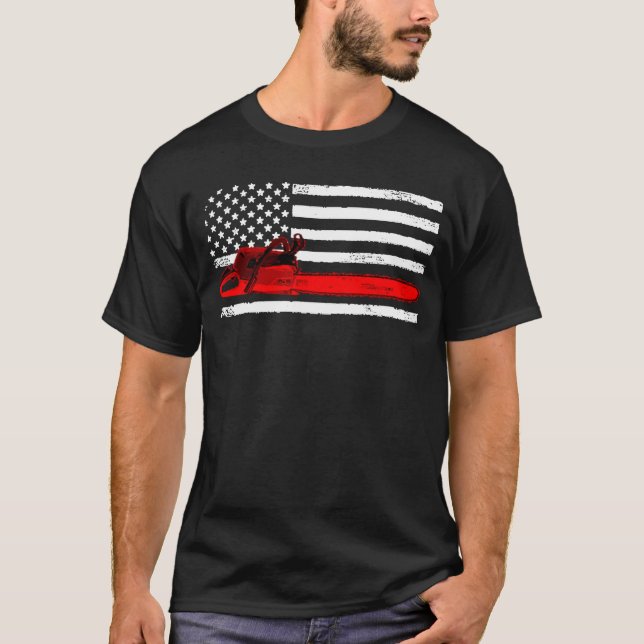 T-shirt Patriotic American Flag Logger Men Womens Kids Log (Devant)