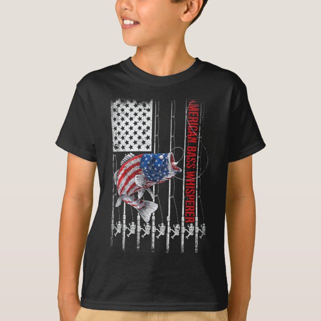 T-shirt Patriotic Anglers American B Pro Whisperer Fisherm (Devant)