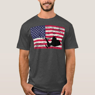 T-shirt Patriotic AS365 Dauphin Helicopter American flag