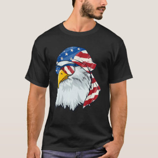 T-shirt Patriotic Bald Eagle Men 4th Of July American Flag