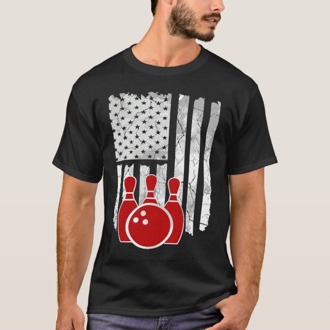 T-shirt Patriotic Bowling Player Bowler (Devant)
