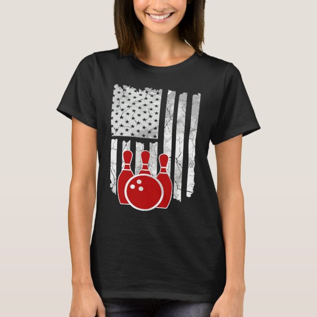 T-shirt Patriotic Bowling Player Bowler (Devant)