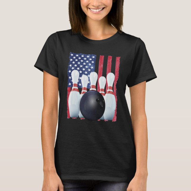 T-shirt Patriotic Bowling Uniform Bowling Coach (Devant)