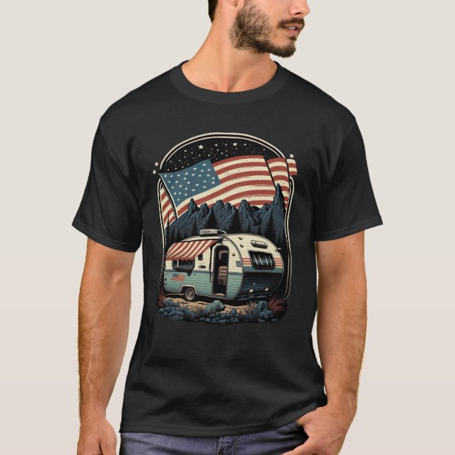 T-shirt Patriotic Camping And Caravan Adventure USA  2 (Devant)