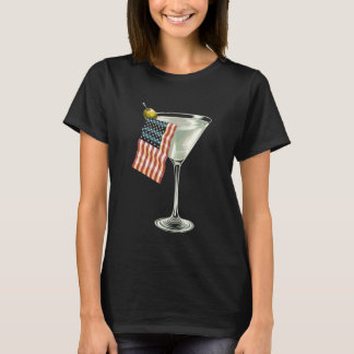 T-shirt Patriotic Cocktail Glass American Flag Design
