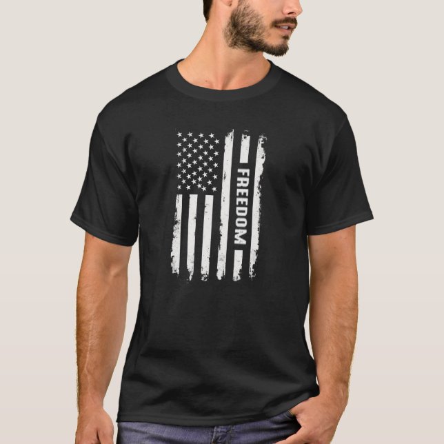 T-shirt Patriotic Freedom Distressed Flag Graphic (Devant)