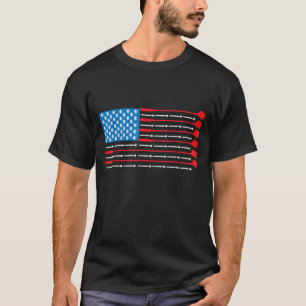 T-shirt Patriotic Golf USA Drapeau Golf Clubs & Golf Balls