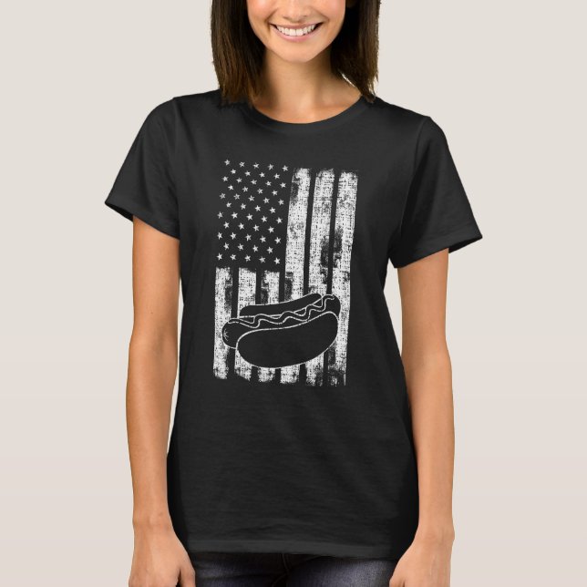 T-shirt Patriotic July 4th Picnics USA Flag Hotdog Wieners (Devant)