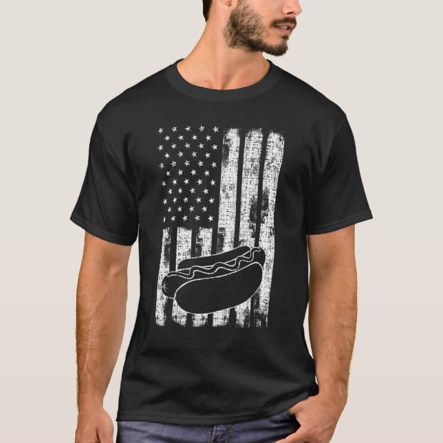 T-shirt Patriotic July 4th Picnics USA Flag Hotdog Wieners (Devant)