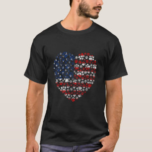 T-shirt Patriotic Love Heart American Flag Graphic Quatriè