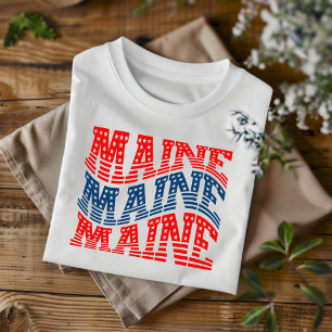 T-shirt Patriotic Maine Rouge et bleu Boho