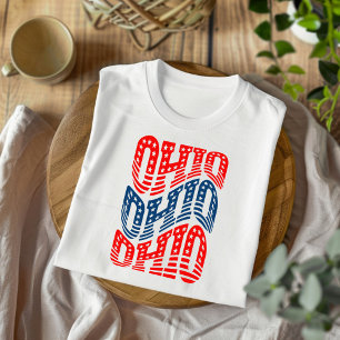T-shirt Patriotic Ohio rouge et bleu Boho
