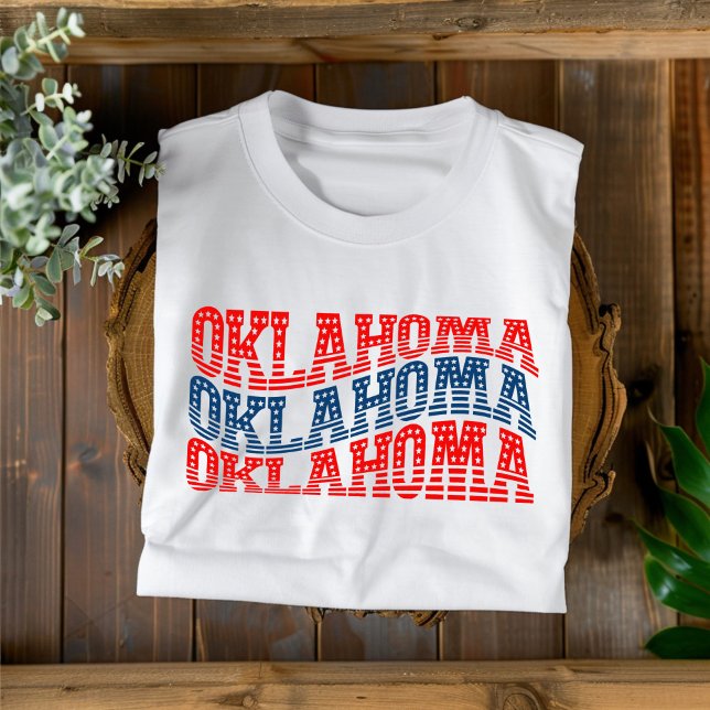 T-shirt Patriotic Oklahoma Rouge et Bleu Boho (Créateur téléchargé)