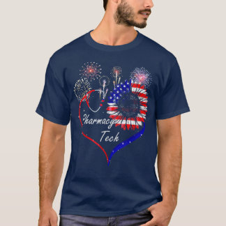 T-shirt Patriotic Pharmacy Tech Sunflower 4th Of July US F