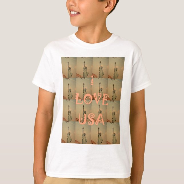 T-shirt Patriotic Pop Art : "I Love USA" Graphisme Art Des (Devant)