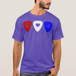 T-shirt Patriotic Red White Blue Music Lover Guitar Pick
