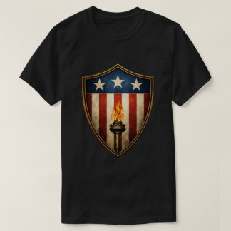 T-shirt Patriotic Shield Torch American Liberty Flame