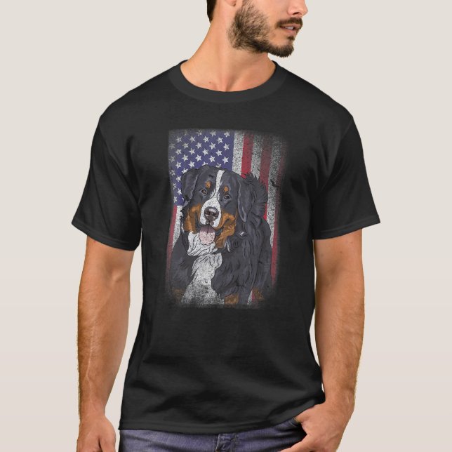 T-shirt Patriotic USA Flag Australian Shepherd for Lab Own (Devant)
