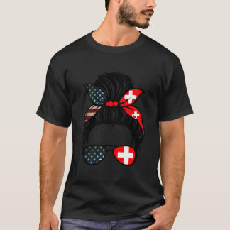 T-shirt Patriotic Usa Swiss Mom American Switzerland Flag