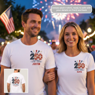T-Shirt Patriotique 250 Ans Anniversaire 1776-2026