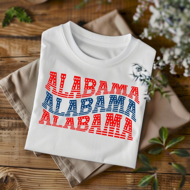 T-shirt Patriotique Alabama Rouge et Bleu Boho (Créateur téléchargé)