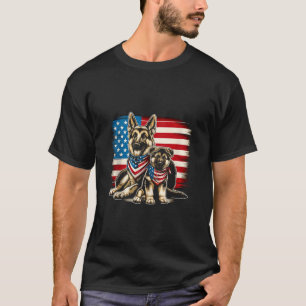 T-shirt Patriotique allemand berger Chiot AMÉRICAIN DRAPEA