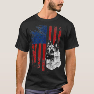 T-shirt Patriotique Allemand Berger États-Unis Drapeau amé