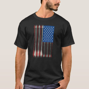 T-shirt Patriotique Américain Drapeau Bow Et Arrow Archeri