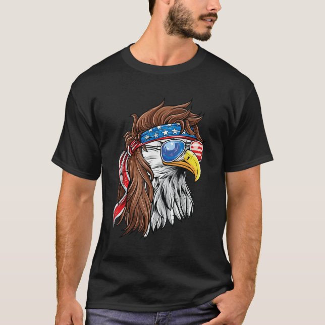 T-shirt Patriotique Bald Eagle Mullet USA American Flag 4e (Devant)