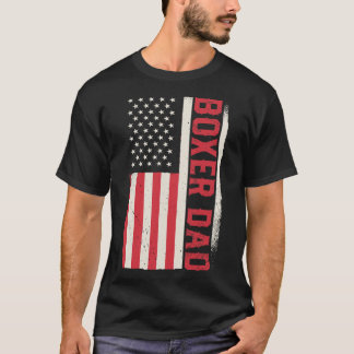 T-shirt Patriotique Boxer Boxer Papa American Drapeau
