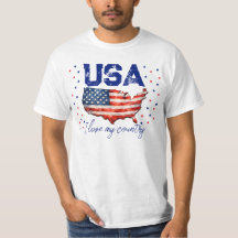 T-Shirt Patriotique Carte USA Vintage - J'aime Mon