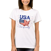T-Shirt Patriotique Carte USA Vintage - J'aime Mon