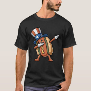 T-shirt Patriotique Dabbing Hot Dog Kids Independence Day