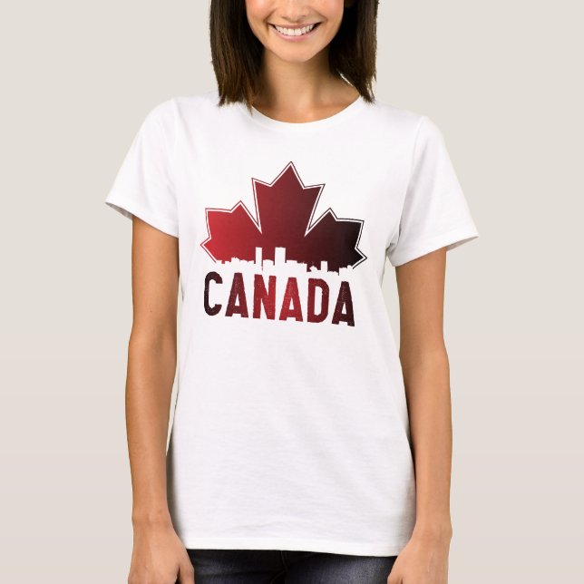 T-shirt Patriotique de feuille d'érable rayée du Canada (Devant)