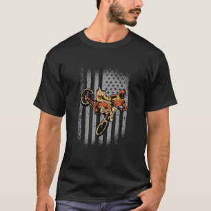 T-shirt Patriotique Dirtbike American Flag Biker Dirt Bike