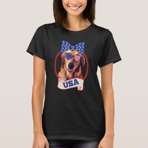 T-shirt Patriotique Golden Retriever Quart Juillet