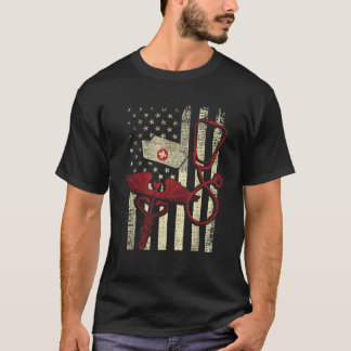 T-shirt Patriotique Infirmière inscrite USA Drapeau Infirm