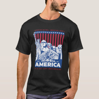 T-shirt Patriotique Liberté Papa Maman 4 juillet Monuments