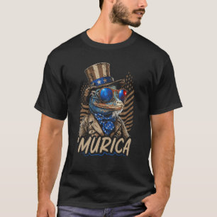 T-shirt Patriotique Lizard Murica 4 juillet Dragon Porté