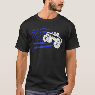 T-shirt Patriotique Monster Truck Driver Rider Lover Ameri