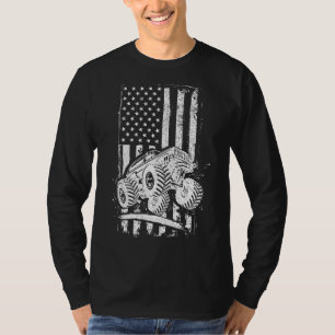 T-shirt Patriotique Monster Truck Driver Rider Lover Ameri
